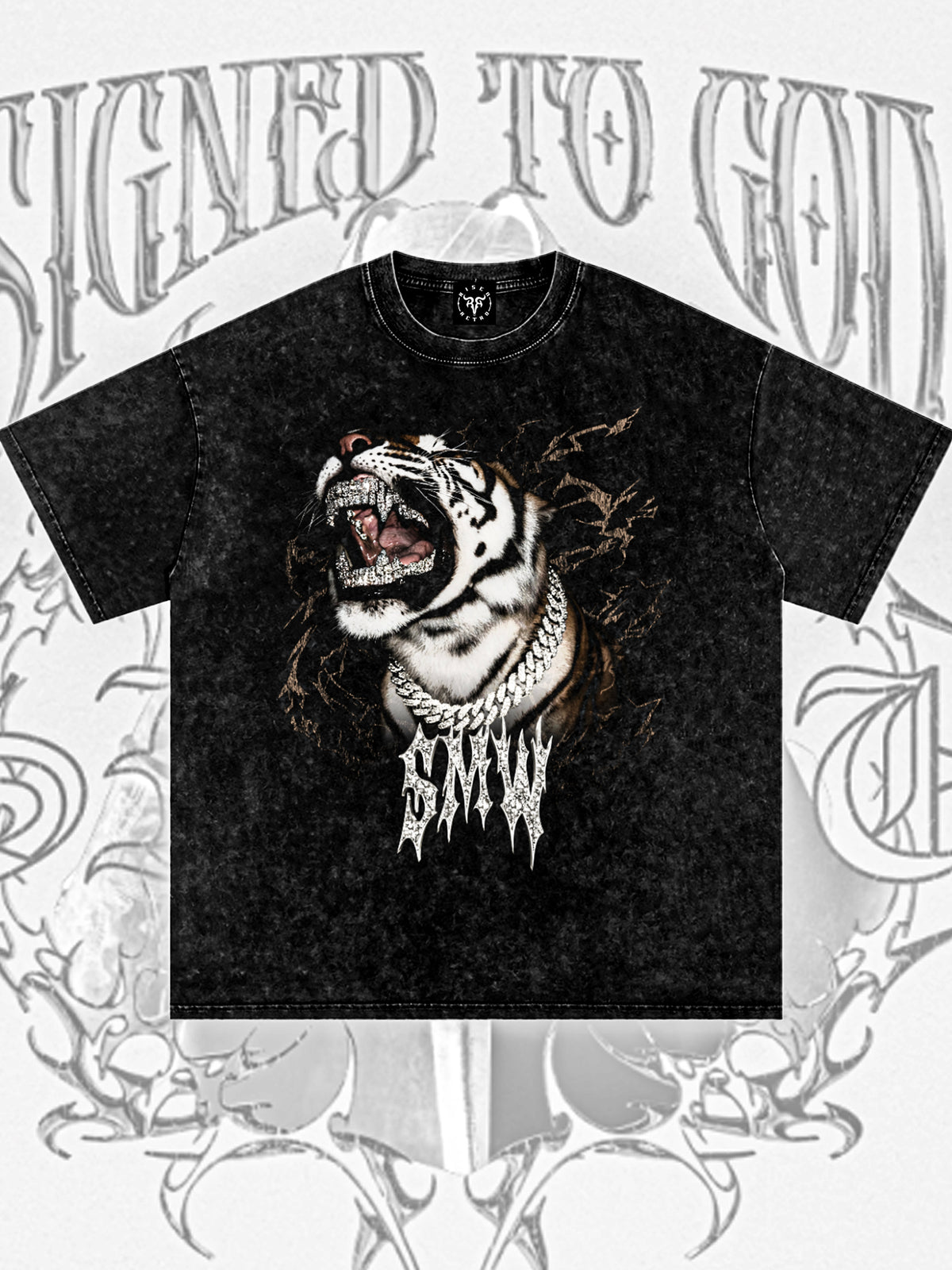 TIGER ROAR SMW | RISENRETRO | Snow Washed Oversized Cotton T-Shirt